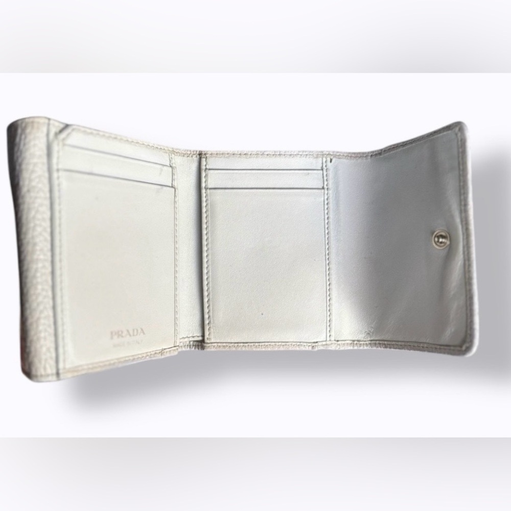 Prada Vitello Dino Leather Mini Wallet - Metallic Silver with COA - Picture 12 of 16